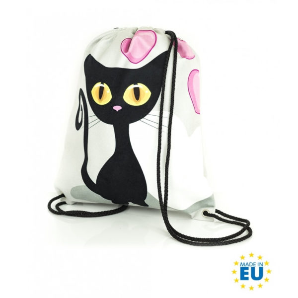 GYM BAG / PYTLÍK BLACK CAT / ČERNÁ KOČKA / 30 X 45 CM