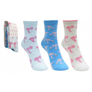 Ponožky Plameňák / Flamingo 3 páry modré šedé 23/26