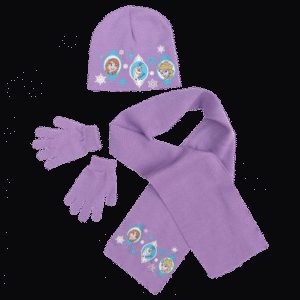 Set Čepice, Rukavic A Šály Ledové Království / Frozen  Fialový / Růžový / Šedý
